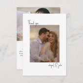 Twee paar foto's bruiloft bericht dank u bedankkaart (Voorkant / Achterkant)