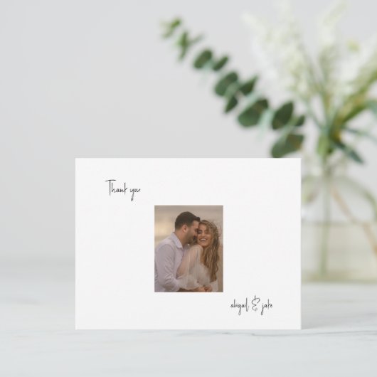 Twee paar foto's bruiloft bericht dank u briefkaart (Staand voorkant)