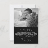 Twee paar zwarte foto's bruiloft bericht dank u bedankkaart (Achterkant)