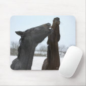 twee paarden aan de rand muismat (Met muis)
