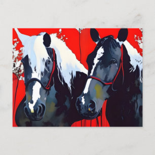 Twee paarden briefkaart