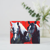 Twee paarden briefkaart (Staand voorkant)