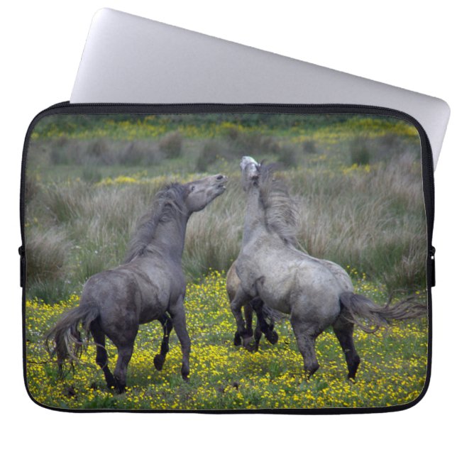 Twee paarden Buck en Play Laptop Sleeve (Voorkant)