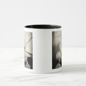 twee paarden buiten een stabiel zwart-wit mok (Midden)