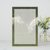 Twee paarden die gras eten briefpapier (Staand voorkant)