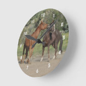 Twee paarden die spelen ronde klok (Hoek)