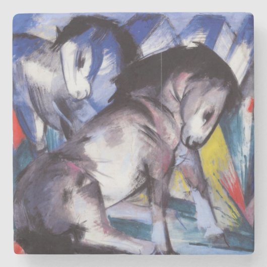 Twee paarden (door Franz Marc) Stenen Onderzetter (Voorkant)