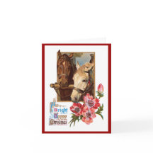 Twee paarden - Een helder en vrolijk kerstkaart