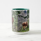 Twee Paarden en de Foto van het Bos Drink Mok (Midden)