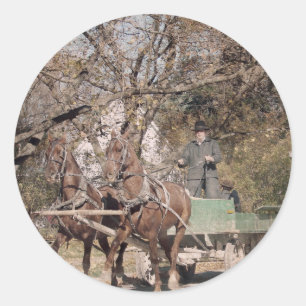 Twee paarden en twee oorlogen ronde sticker