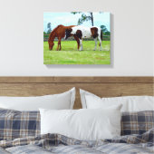 Twee paarden grazen canvasafdruk canvas afdruk (Insitu (Slaapkamer))