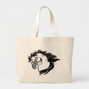 Twee paarden grote tote bag