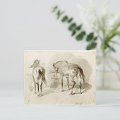 Twee paarden in de Manger Briefkaart (Staand voorkant)