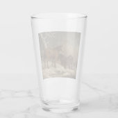 Twee paarden in de sneeuw (winterscène) glas (Achterkant)