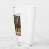Twee paarden in de sneeuw (winterscène) glas (Links)