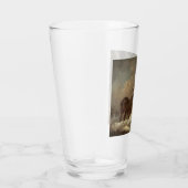 Twee paarden in de sneeuw (winterscène) glas (Rechts)