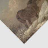 Twee paarden in de sneeuw (winterscène) tissuepapier (Detail)