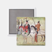 Twee paarden in een landschap magneet (Voorkant / Achterkant)