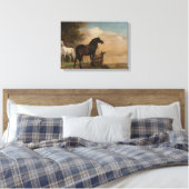 Twee paarden in een weide bij een poort (Paulus Po Canvas Afdruk (Insitu (Slaapkamer))