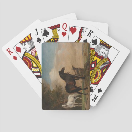 Twee paarden in een weide bij een poort (Paulus Po Pokerkaarten (Achterkant)