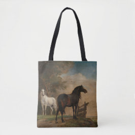 Twee paarden in een weide bij een poort (Paulus Po Tote Bag