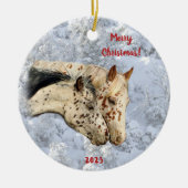 Twee paarden in het sneeuwkeramische Ornament (Voorkant)