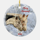 Twee paarden in het sneeuwkeramische Ornament (Achterkant)