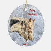 Twee paarden in het sneeuwkeramische Ornament (Links)