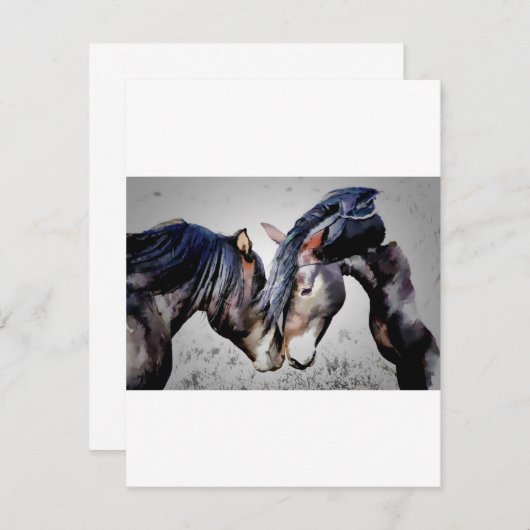twee paarden in liefdesuitnodiging, kaart (Voorkant / Achterkant)