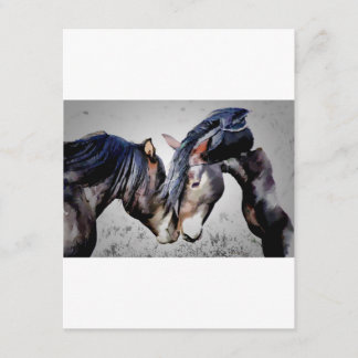twee paarden in liefdesuitnodiging, kaart