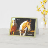 Twee Paarden in Paddock, de Sympathie van het Kaart (Gele Bloem)