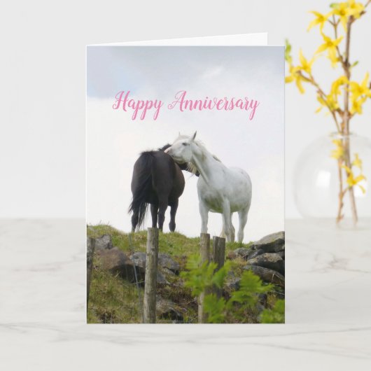 Twee paarden Jubileum card Kaart (Gele Bloem)