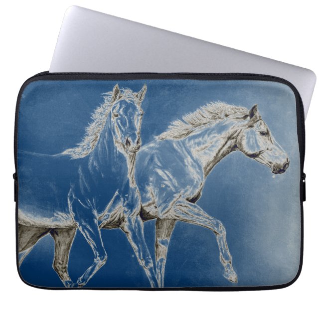 Twee paarden laptop sleeve (Voorkant)