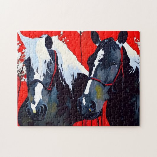 Twee paarden legpuzzel (Horizontaal)