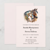 Twee paarden met veer versieringen Boho bruiloft Kaart (Voorkant / Achterkant)