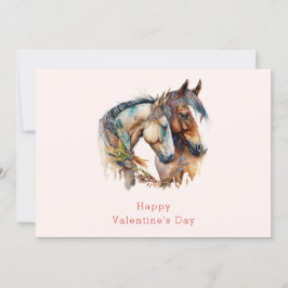 Twee paarden met veren Decor Valentijnsdag Feestdagenkaart