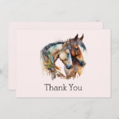 Twee paarden met veren decoraties Boho Bedankt (Voorkant / Achterkant)