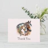 Twee paarden met veren decoraties Boho Bedankt (Staand voorkant)