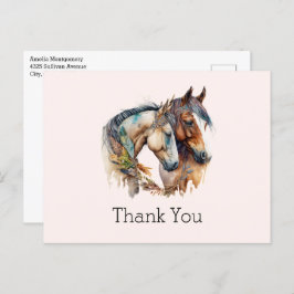 Twee paarden met veren decoraties Boho Bedankt Briefkaart
