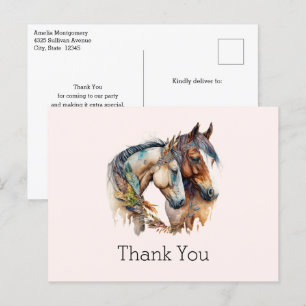 Twee paarden met veren decoraties Boho Bedankt Briefkaart