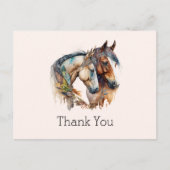 Twee paarden met veren decoraties Boho Bedankt Briefkaart (Voorkant)