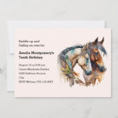 Twee paarden met veren decoraties Boho Verjaardag Kaart (Voorkant)