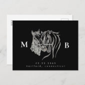 Twee paarden Monogram Black Weddenschap Save the D Briefkaart (Voorkant / Achterkant)