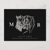 Twee paarden Monogram Black Weddenschap Save the D Briefkaart (Voorkant)