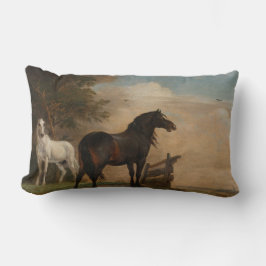 Twee paarden op een weiland bij een hek (Paulus Po Kussen