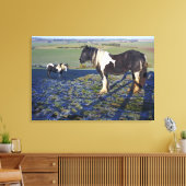 Twee paarden op Hackpen hill in North Wiltshire Canvas Afdruk (Insitu (Woonkamer))