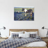 Twee paarden op Hackpen hill in North Wiltshire Canvas Afdruk (Insitu (Slaapkamer))