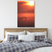 Twee paarden op zonsondergang canvas afdruk (Insitu (Slaapkamer))