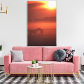 Twee paarden op zonsondergang canvas afdruk (Insitu (Woonkamer))