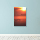 Twee paarden op zonsondergang canvas afdruk (Insitu (Houten vloer))